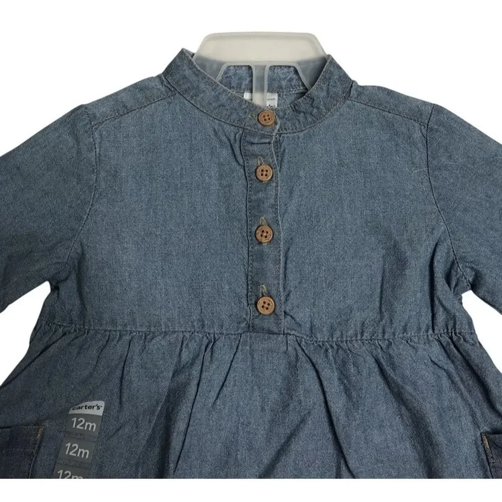 Carters Baby Girls Outfit Chambray Long Sleeve Denim Shirt Aztec‎ Leggings 12 M